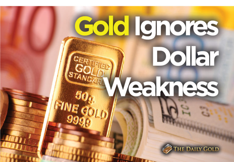 Gold Somewhat Ignores Dollar Weakness