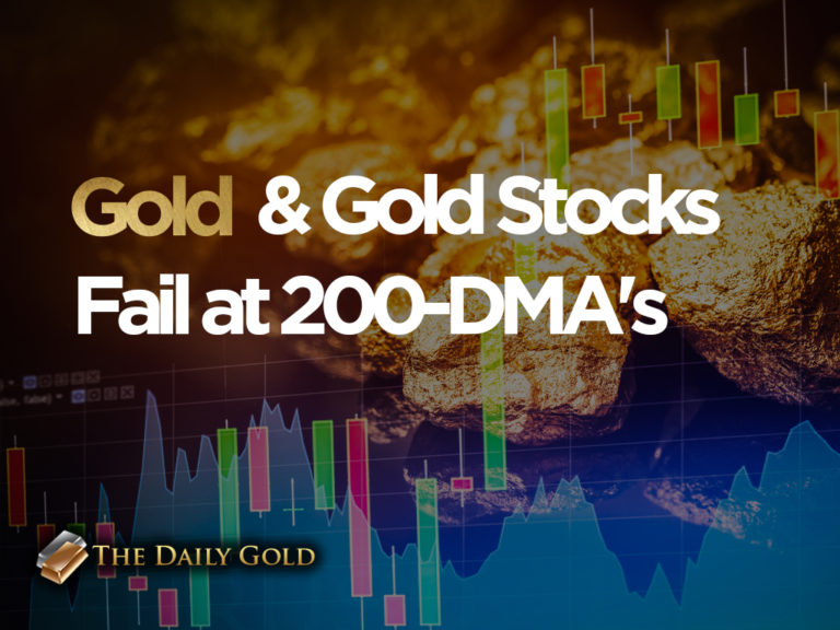 Gold & Gold Stocks Fail at 200-Day Moving Averages